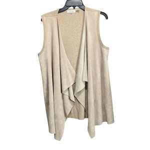 Calvin Klein Faux Suede Waterfall Draped Vest Sweater Womens Large Capsule Fall